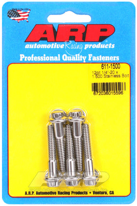 ARP 1/4in x 20 - 1.5 in UHL 12pt SS Bolt Kit (5/pkg)