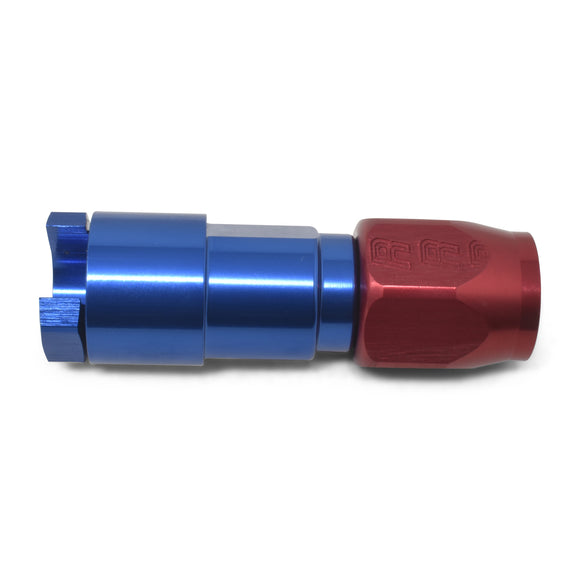 Russell Performance 5/16in SAE Quick Disc Female to -6 Hose Red/Blue Straight Degree Hose End