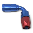 Russell Performance 5/16in SAE Quick Disc Female to -6 Hose Red/Blue 90 Degree Hose End-1