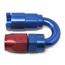 Russell Performance 5/16in SAE Quick Disc Female to -6 Hose Red/Blue 180 Degree Hose End-1