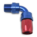 Russell Performance -6 AN Red/Blue 90 Degree Full Flow Swivel Pipe Thread Hose End (With 3/8in NPT)-1