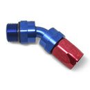 Russell Performance -10 AN Red/Blue Male SAE Port to -8 Hose 90 Degree (-10 Port 7/8in-14 Thread)-1