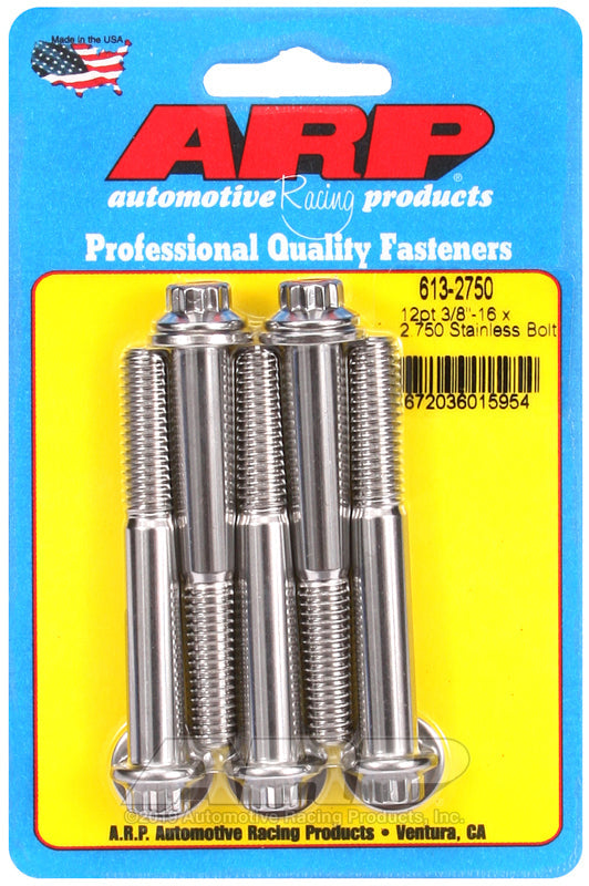 3/8-16 X 2.750 SS 3/8 12PT 5PK