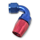 Russell Performance -6 AN Red/Blue 120 Degree Full Flow Swivel Hose End (With 9/16in Radius)-1