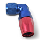Russell Performance -8 AN Red/Blue 90 Degree Forged Aluminum Swivel Hose End-1