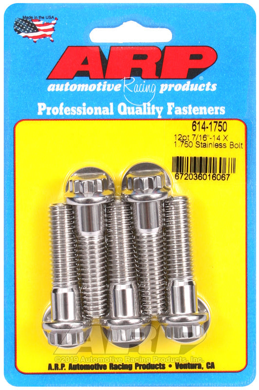 ARP 7/16in - 14 X 1.750 1/2in 12pt SS Bolts (5/pkg)