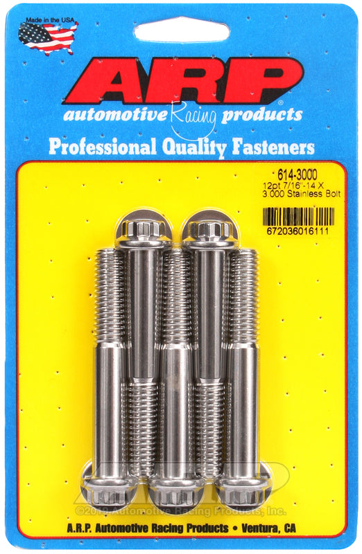 7/16-14 X 3.000 SS 12PT 5PK