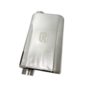 Stainless Bros2.5in Offset In/2.5in Offset Out 17in Overall Length Thin Oval SS304 Muffler