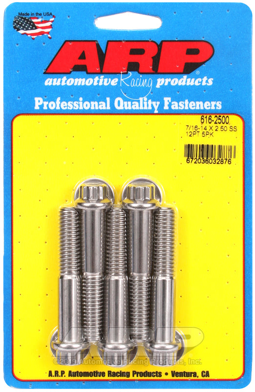 ARP 7/16-14 X 2.500 12pt SS bolts (Qty 5)