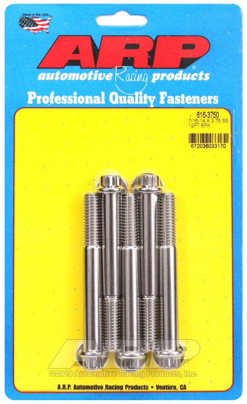 ARP 7/16 Inch -14 x 3.750 12pt SS Bolts (5/pkg)