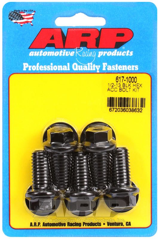 1/2-13 X 1.000 BLK HEX 5PK