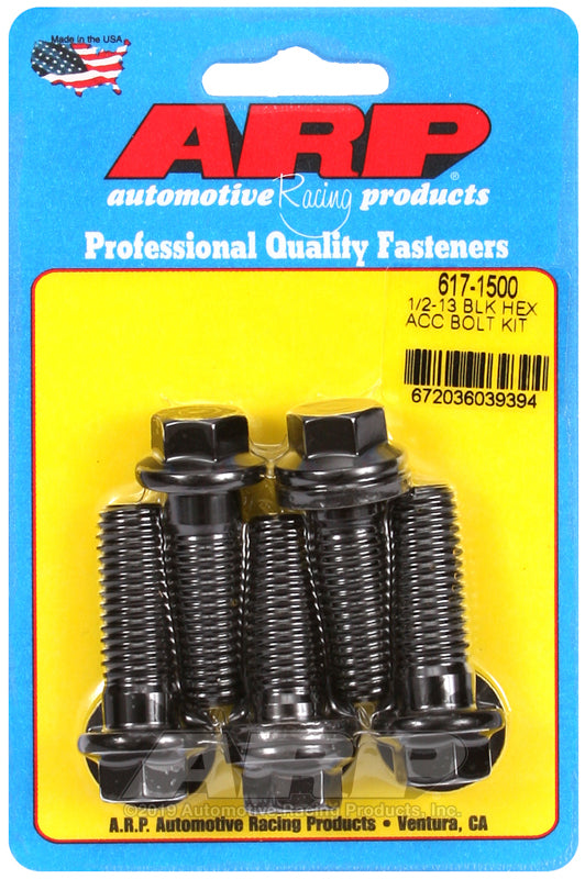 1/2-13 X 1.500 BLK HEX 5PK