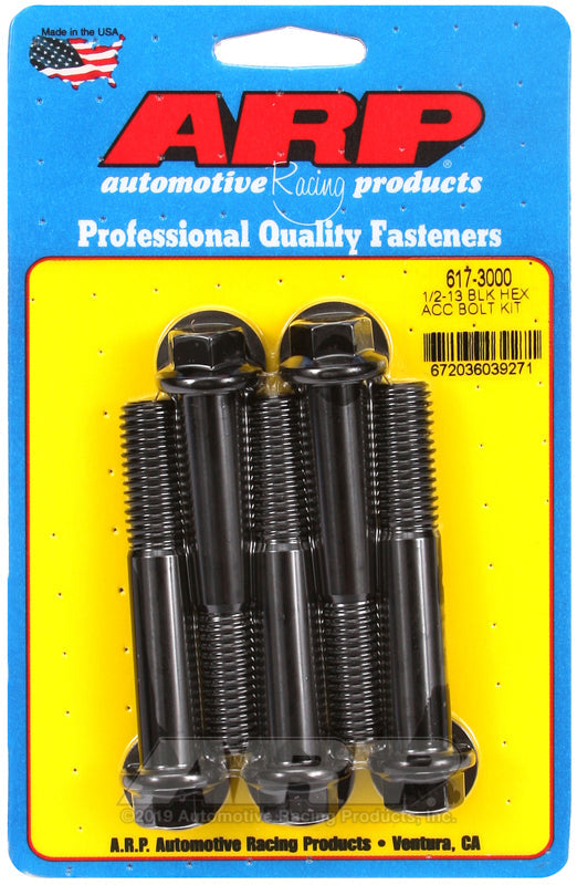 1/2-13 X 3.000 BLK HEX 5PK