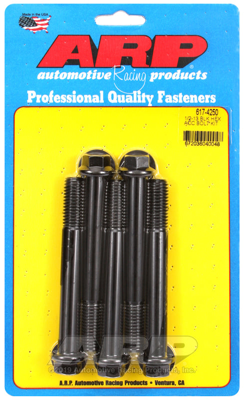 1/2-13 X 4.250 BLK HEX 5PK