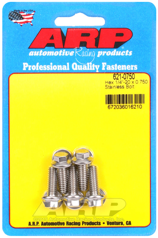 ARP 1/4in x 20 - .75in UHL Hex SS Bolt (5/pkg)
