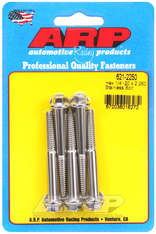 ARP 1/4-20 x 2.250 Hex SS Bolts (5/pkg)
