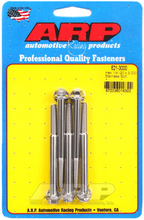 1/4-20 X 3.000 SS HEX 5PK