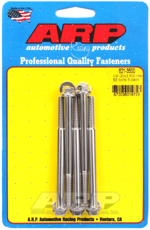1/4-20 X 3.500 SS HEX 5PK