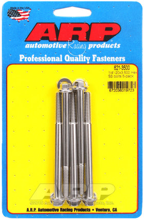 1/4-20 X 3.500 SS HEX 5PK
