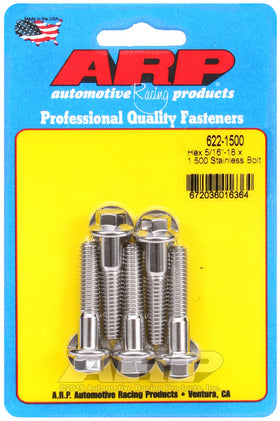 ARP 5/16 in.-18 RH Thread, 1.500 I Hex Head SS 300 Bolts - Set of 5