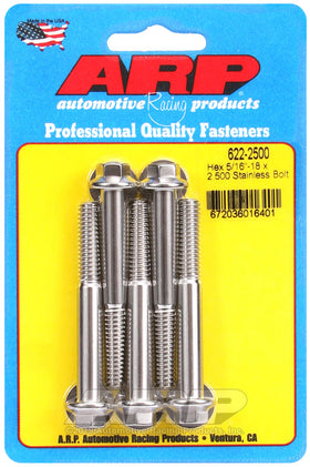 ARP 5/16 in.-18 RH Thread, 2.500 in Hex Head SS 300 Bolts - Set of 5