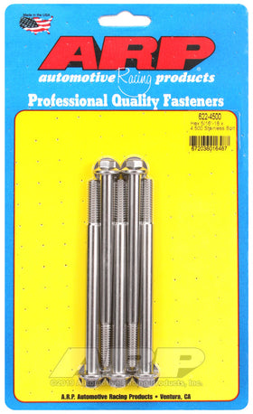 5/16-18 X 4.500 SS HEX 5PK