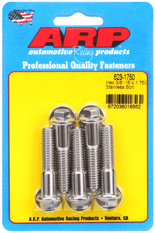 3/8-16 X 1.750 SS 3/8 HEX 5PK