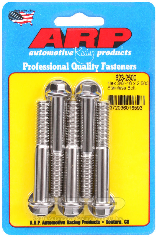 3/8-16 X 2.500 SS 3/8 HEX 5PK