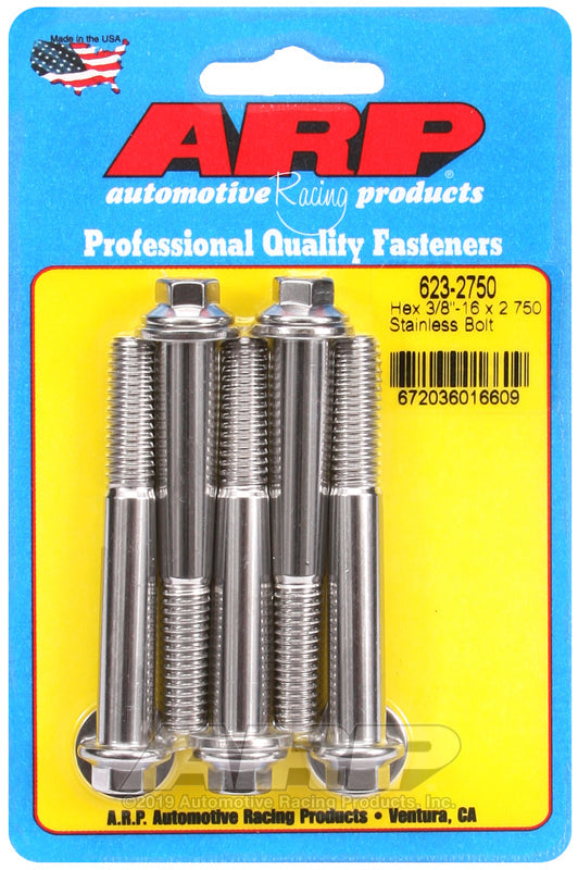 3/8-16 X 2.750 SS 3/8 HEX 5PK
