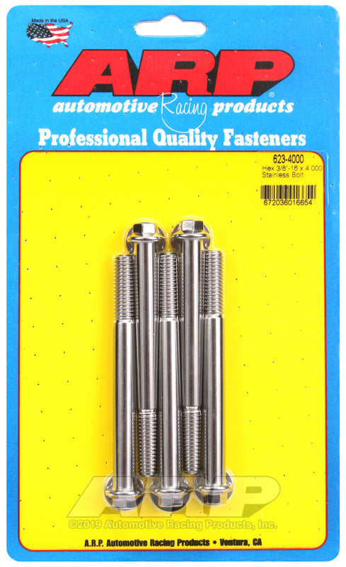 3/8-16 X 4.000 SS 3/8 HEX 5PK