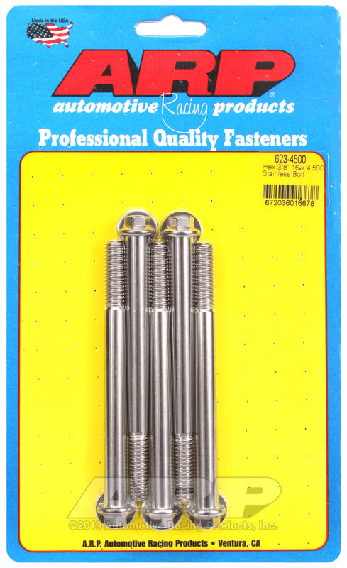 3/8-16 X 4.500 SS 3/8 HEX 5PK