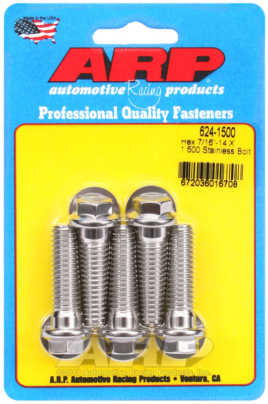 ARP 7/16-14 x 1.500 Hex 1/2in Wrenching Bolts - Stainless