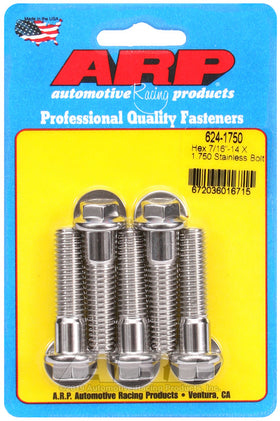 7/16-14 X 1.750 SS HEX 5PK