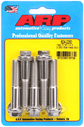 7/16-14 X 2.250 SS HEX 5PK