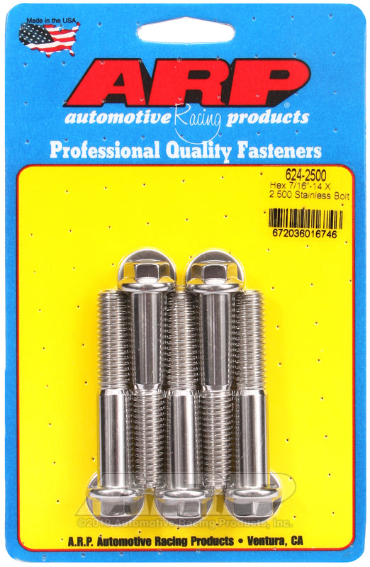 ARP 7/16-14 x 2.5in SS Hex Bolt Kit (Pack of 5)