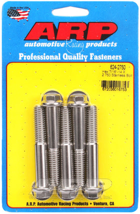7/16-14 X 2.750 SS HEX 5PK