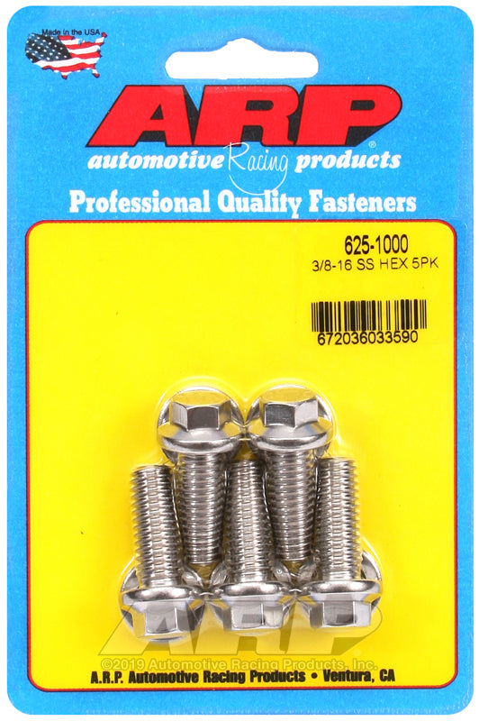 ARP 3/8-16 x 1.000 Hex 7/16 Wrenching SS Bolts (5/pkg)