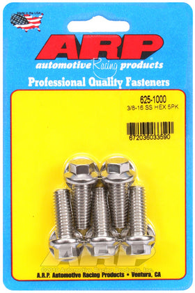 ARP 3/8-16 x 1.000 Hex 7/16 Wrenching SS Bolts (5/pkg)