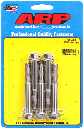 3/8-16 X 2.750 SS HEX 5PK
