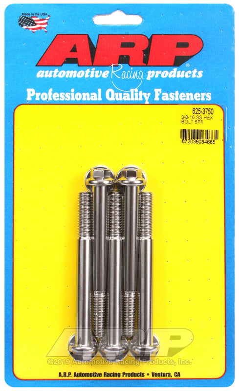 3/8-16 X 3.750 SS HEX 5PK