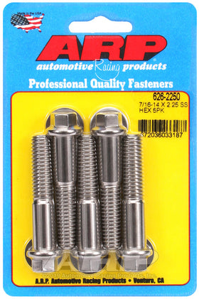 ARP 7/16-14 x 2.250 Hex SS Bolts (5/pkg) - Polished Finish