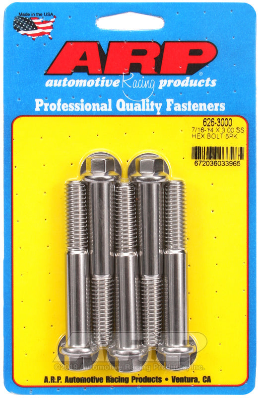 7/16-14 X 3.000 SS 7/16HEX 5PK