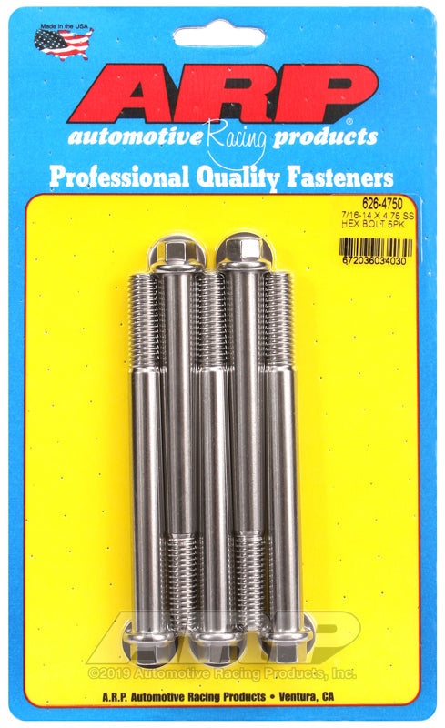 7/16-14 X 4.750 SS 7/16HEX 5PK