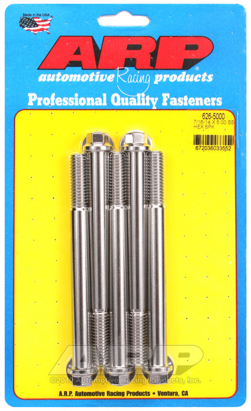 7/16-14 X 5.000 SS 7/16HEX 5PK