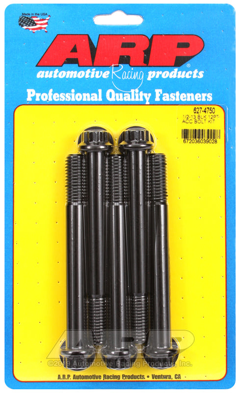 ARP 1/2in - 13 x 4.750in 12pt Black Oxide Bolts (5/pkg)