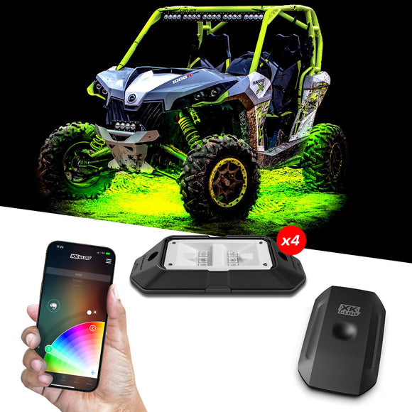 XK Glow Rock Light w/ XKchrome App Controlled Bluetooth Advanced Kit 4pc RGB 6W