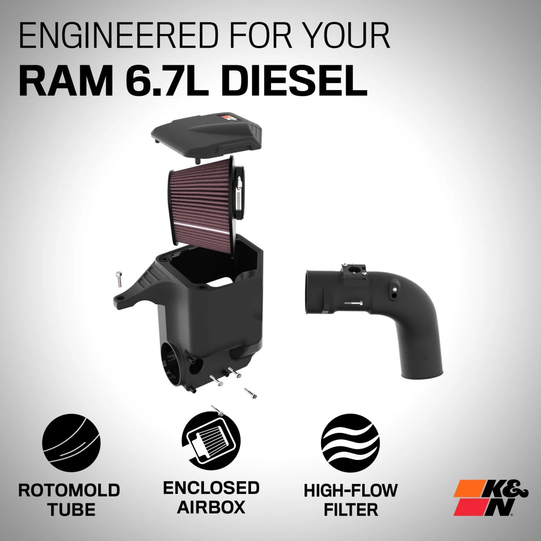 Cold Air Intake System - High-flow Air Filter, Roto-mold Tube - RAM 2500 L6-6.7L DSL