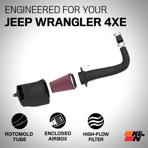 Cold Air Intake System - High-flow Air Filter, Roto-mold Tube - JEEP WRANGLER 4XE L4-2.0L HYBRID