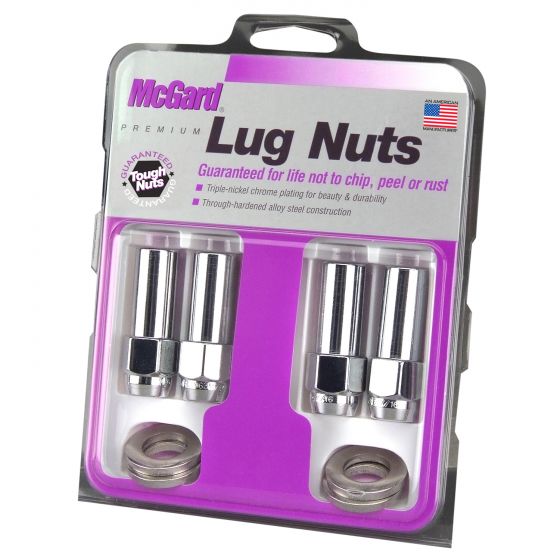McGard Hex Lug Nut (X-Long Shank - 1.365in.) 1/2-20 / 13/16 Hex / 2.27in. Length (4-Pack) - Chrome