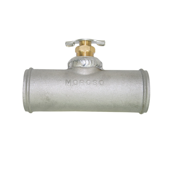 Moroso Radiator Hose Bleed/Drain - 3/8in Petcock - 1-1/2in to 1-1/2in Hose - Cast Aluminum
